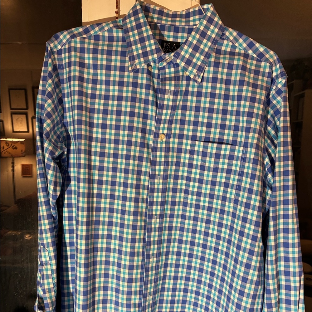 Jos. A. Bank Blue and Green Checkered Shirt